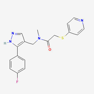 molecular formula C18H17FN4OS B5898810 N-[[5-(4-fluorophenyl)-1H-pyrazol-4-yl]methyl]-N-methyl-2-pyridin-4-ylsulfanylacetamide 