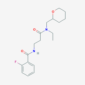 molecular formula C18H25FN2O3 B5898817 N-{3-[ethyl(tetrahydro-2H-pyran-2-ylmethyl)amino]-3-oxopropyl}-2-fluorobenzamide 