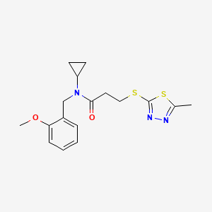 molecular formula C17H21N3O2S2 B5898895 N-cyclopropyl-N-(2-methoxybenzyl)-3-[(5-methyl-1,3,4-thiadiazol-2-yl)thio]propanamide 