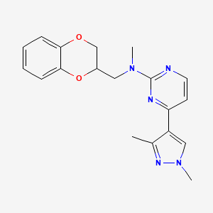 molecular formula C19H21N5O2 B5898934 N-(2,3-dihydro-1,4-benzodioxin-3-ylmethyl)-4-(1,3-dimethylpyrazol-4-yl)-N-methylpyrimidin-2-amine 