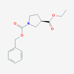 molecular formula C15H19NO4 B058990 Ethyl (R)-N-Cbz-3-pyrrolidinecarboxylate CAS No. 1263078-10-9