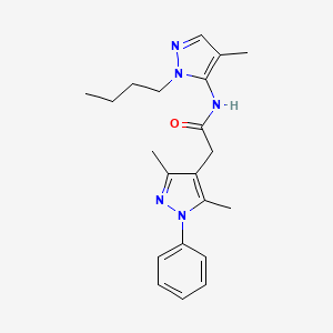 molecular formula C21H27N5O B5899028 N-(1-butyl-4-methyl-1H-pyrazol-5-yl)-2-(3,5-dimethyl-1-phenyl-1H-pyrazol-4-yl)acetamide 