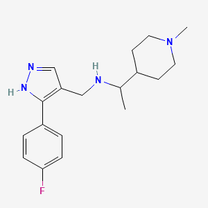molecular formula C18H25FN4 B5899129 N-[[5-(4-fluorophenyl)-1H-pyrazol-4-yl]methyl]-1-(1-methylpiperidin-4-yl)ethanamine 