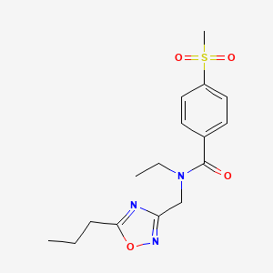 molecular formula C16H21N3O4S B5899168 N-ethyl-4-(methylsulfonyl)-N-[(5-propyl-1,2,4-oxadiazol-3-yl)methyl]benzamide 