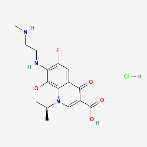 molecular formula C16H19ClFN3O4 B589928 N,N'-Desethylene Levofloxacin Hydrochloride CAS No. 1346603-62-0