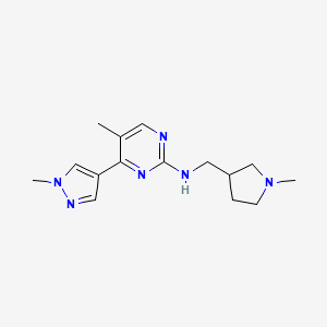 molecular formula C15H22N6 B5899304 5-methyl-4-(1-methylpyrazol-4-yl)-N-[(1-methylpyrrolidin-3-yl)methyl]pyrimidin-2-amine 