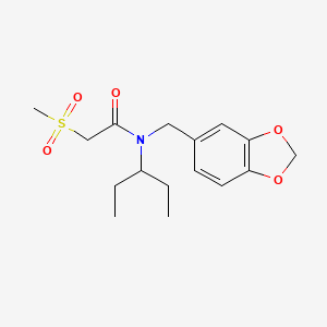 molecular formula C16H23NO5S B5899339 N-(1,3-benzodioxol-5-ylmethyl)-N-(1-ethylpropyl)-2-(methylsulfonyl)acetamide 