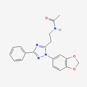 molecular formula C19H18N4O3 B5899535 N-{2-[1-(1,3-benzodioxol-5-yl)-3-phenyl-1H-1,2,4-triazol-5-yl]ethyl}acetamide 