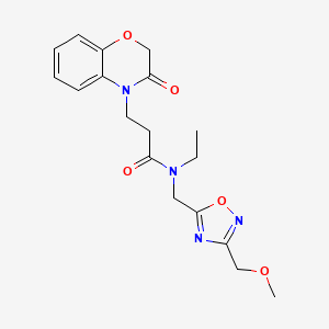 molecular formula C18H22N4O5 B5899543 N-ethyl-N-{[3-(methoxymethyl)-1,2,4-oxadiazol-5-yl]methyl}-3-(3-oxo-2,3-dihydro-4H-1,4-benzoxazin-4-yl)propanamide 