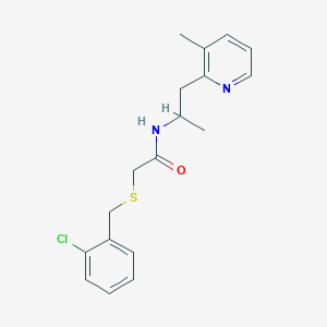 molecular formula C18H21ClN2OS B5899590 2-[(2-chlorobenzyl)thio]-N-[1-methyl-2-(3-methylpyridin-2-yl)ethyl]acetamide 