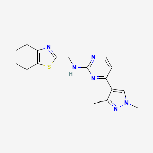 molecular formula C17H20N6S B5899602 4-(1,3-dimethyl-1H-pyrazol-4-yl)-N-(4,5,6,7-tetrahydro-1,3-benzothiazol-2-ylmethyl)-2-pyrimidinamine trifluoroacetate 