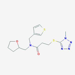 molecular formula C15H21N5O2S2 B5899608 3-[(1-methyl-1H-tetrazol-5-yl)thio]-N-(tetrahydrofuran-2-ylmethyl)-N-(3-thienylmethyl)propanamide 
