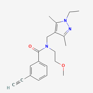 molecular formula C20H25N3O2 B5899690 N-[(1-ethyl-3,5-dimethyl-1H-pyrazol-4-yl)methyl]-3-ethynyl-N-(2-methoxyethyl)benzamide 