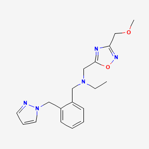 molecular formula C18H23N5O2 B5899708 N-{[3-(methoxymethyl)-1,2,4-oxadiazol-5-yl]methyl}-N-[2-(1H-pyrazol-1-ylmethyl)benzyl]ethanamine 