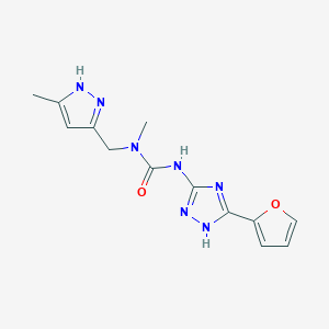 molecular formula C13H15N7O2 B5899726 3-[5-(furan-2-yl)-1H-1,2,4-triazol-3-yl]-1-methyl-1-[(5-methyl-1H-pyrazol-3-yl)methyl]urea 