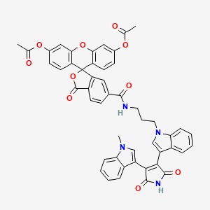 Spiro(isobenzofuran-1(3H),9'-(9H)xanthene)-6-carboxamide, 3',6'-bis(acetyloxy)-N-(3-(3-(2,5-dihydro-4-(1-methyl-1H-indol-3-yl)-2,5-dioxo-1H-pyrrol-3-yl)-1H-indol-1-yl)propyl)-3-oxo-