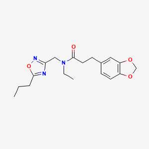 molecular formula C18H23N3O4 B5901277 3-(1,3-benzodioxol-5-yl)-N-ethyl-N-[(5-propyl-1,2,4-oxadiazol-3-yl)methyl]propanamide 