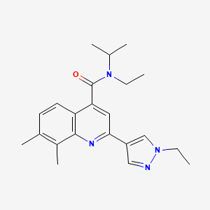 molecular formula C22H28N4O B5901310 N-ethyl-2-(1-ethyl-1H-pyrazol-4-yl)-N-isopropyl-7,8-dimethylquinoline-4-carboxamide 