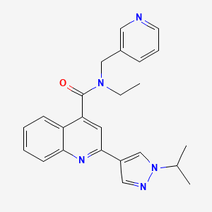 molecular formula C24H25N5O B5901329 N-ethyl-2-(1-isopropyl-1H-pyrazol-4-yl)-N-(pyridin-3-ylmethyl)quinoline-4-carboxamide 