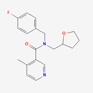 molecular formula C19H21FN2O2 B5901330 N-(4-fluorobenzyl)-4-methyl-N-(tetrahydrofuran-2-ylmethyl)nicotinamide 