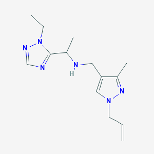 molecular formula C14H22N6 B5901359 1-(2-ethyl-1,2,4-triazol-3-yl)-N-[(3-methyl-1-prop-2-enylpyrazol-4-yl)methyl]ethanamine 