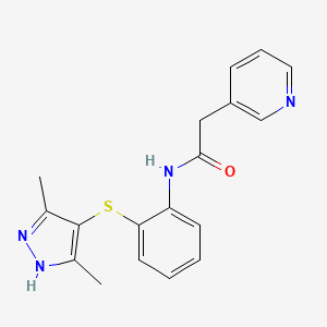 molecular formula C18H18N4OS B5902269 N-[2-[(3,5-dimethyl-1H-pyrazol-4-yl)sulfanyl]phenyl]-2-pyridin-3-ylacetamide 