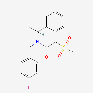 molecular formula C18H20FNO3S B5902719 N-[(4-fluorophenyl)methyl]-2-methylsulfonyl-N-(1-phenylethyl)acetamide 