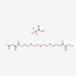 molecular formula C17H31ClF3N3O7 B590273 N-[3-[2-[2-[3-[(2-Chloroacetyl)amino]propoxy]ethoxy]ethoxy]propyl]-2-(methylamino)acetamide;2,2,2-trifluoroacetic acid CAS No. 1329793-56-7