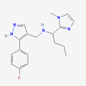 molecular formula C18H22FN5 B5902821 N-[[5-(4-fluorophenyl)-1H-pyrazol-4-yl]methyl]-1-(1-methylimidazol-2-yl)butan-1-amine 