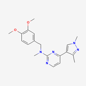 molecular formula C19H23N5O2 B5903320 N-[(3,4-dimethoxyphenyl)methyl]-4-(1,3-dimethylpyrazol-4-yl)-N-methylpyrimidin-2-amine 