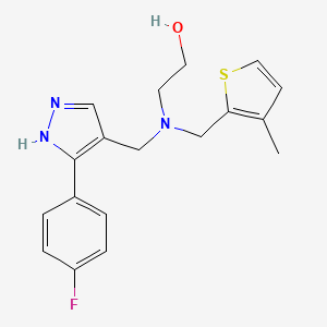 molecular formula C18H20FN3OS B5903647 2-[[5-(4-fluorophenyl)-1H-pyrazol-4-yl]methyl-[(3-methylthiophen-2-yl)methyl]amino]ethanol 