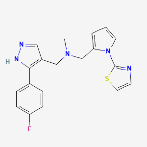molecular formula C19H18FN5S B5903740 N-[[5-(4-fluorophenyl)-1H-pyrazol-4-yl]methyl]-N-methyl-1-[1-(1,3-thiazol-2-yl)pyrrol-2-yl]methanamine 