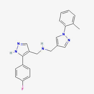 molecular formula C21H20FN5 B5903790 N-[[5-(4-fluorophenyl)-1H-pyrazol-4-yl]methyl]-1-[1-(2-methylphenyl)pyrazol-4-yl]methanamine 