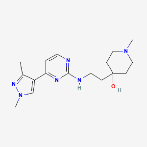 molecular formula C17H26N6O B5904172 4-[2-[[4-(1,3-Dimethylpyrazol-4-yl)pyrimidin-2-yl]amino]ethyl]-1-methylpiperidin-4-ol 