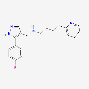 molecular formula C19H21FN4 B5904285 N-[[5-(4-fluorophenyl)-1H-pyrazol-4-yl]methyl]-4-pyridin-2-ylbutan-1-amine 