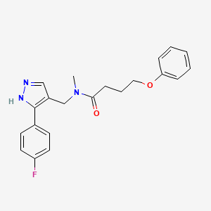 molecular formula C21H22FN3O2 B5904592 N-[[5-(4-fluorophenyl)-1H-pyrazol-4-yl]methyl]-N-methyl-4-phenoxybutanamide 