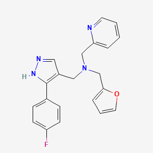 molecular formula C21H19FN4O B5904657 N-[[5-(4-fluorophenyl)-1H-pyrazol-4-yl]methyl]-N-(furan-2-ylmethyl)-1-pyridin-2-ylmethanamine 