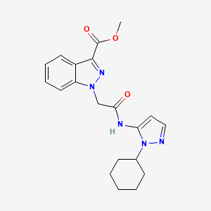 molecular formula C20H23N5O3 B5904800 Methyl 1-[2-[(2-cyclohexylpyrazol-3-yl)amino]-2-oxoethyl]indazole-3-carboxylate 