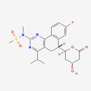 molecular formula C22H26FN3O5S B590494 N-[(6R)-8-Fluoro-5,6-dihydro-4-(1-methylethyl)-6-[(2S,4R)-tetrahydro-4-hydroxy-6-oxo-2H-pyran-2-yl]benzo[h]quinazolin-2-yl]-N-methylmethanesulfonamide CAS No. 854898-46-7