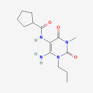 N-(6-Amino-3-methyl-2,4-dioxo-1-propyl-1,2,3,4-tetrahydropyrimidin-5-yl)cyclopentanecarboxamide