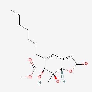 molecular formula C18H26O6 B590523 methyl (6R,7R,7aS)-5-heptyl-6,7-dihydroxy-7-methyl-2-oxo-7aH-1-benzofuran-6-carboxylate CAS No. 135722-30-4