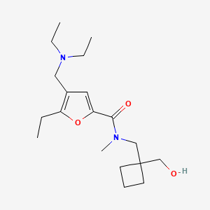 molecular formula C19H32N2O3 B5905252 4-[(diethylamino)methyl]-5-ethyl-N-{[1-(hydroxymethyl)cyclobutyl]methyl}-N-methyl-2-furamide 