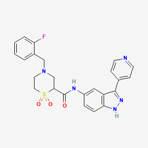 molecular formula C24H22FN5O3S B590534 4-[(2-fluorophenyl)methyl]-1,1-dioxo-N-(3-pyridin-4-yl-1H-indazol-5-yl)-1,4-thiazinane-2-carboxamide CAS No. 1361483-35-3