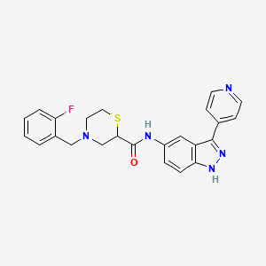 4-[(2-Fluorophenyl)methyl]-N-(3-pyridin-4-yl-1H-indazol-5-yl)thiomorpholine-2-carboxamide