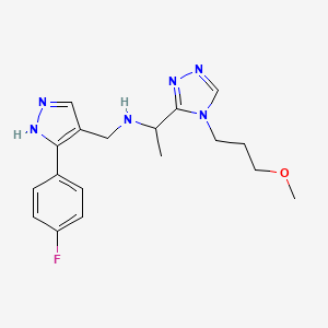 molecular formula C18H23FN6O B5905546 N-[[5-(4-fluorophenyl)-1H-pyrazol-4-yl]methyl]-1-[4-(3-methoxypropyl)-1,2,4-triazol-3-yl]ethanamine 