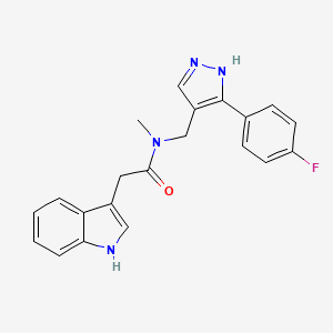 molecular formula C21H19FN4O B5905563 N-[[5-(4-fluorophenyl)-1H-pyrazol-4-yl]methyl]-2-(1H-indol-3-yl)-N-methylacetamide 