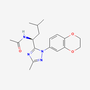 molecular formula C18H24N4O3 B5905685 N-[(1S)-1-[2-(2,3-dihydro-1,4-benzodioxin-6-yl)-5-methyl-1,2,4-triazol-3-yl]-3-methylbutyl]acetamide 