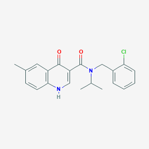 molecular formula C21H21ClN2O2 B5905811 N-(2-chlorobenzyl)-N-isopropyl-6-methyl-4-oxo-1,4-dihydroquinoline-3-carboxamide 