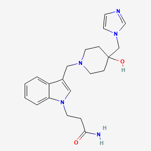 molecular formula C21H27N5O2 B5906113 3-(3-{[4-hydroxy-4-(1H-imidazol-1-ylmethyl)piperidin-1-yl]methyl}-1H-indol-1-yl)propanamide 