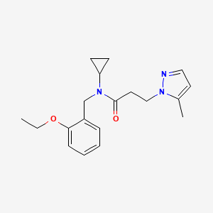 molecular formula C19H25N3O2 B5906305 N-cyclopropyl-N-(2-ethoxybenzyl)-3-(5-methyl-1H-pyrazol-1-yl)propanamide 